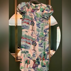 See by Chloe Silk Dress Size 4 Blue Green Scenic Spring Print Trees